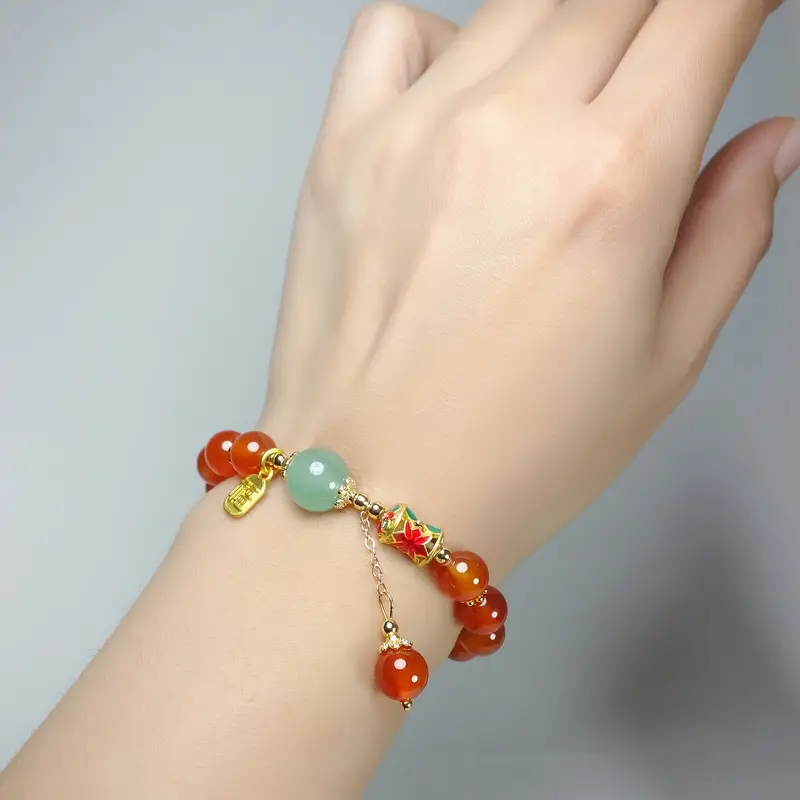 BRAZALETE PARA LA ABUNDANCIA Y PROSPERIDAD DE AGATA ROJO