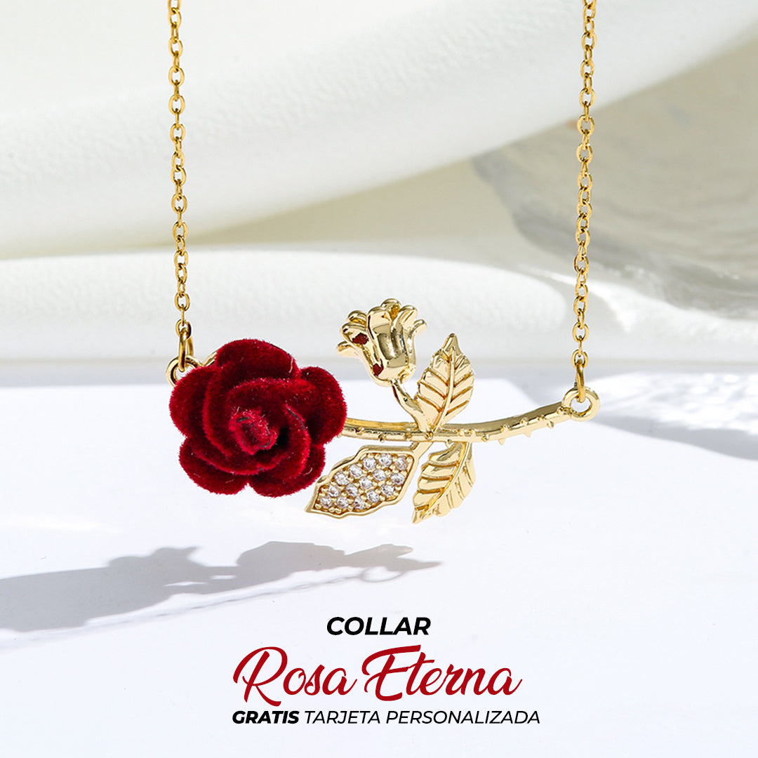 🎁REGALO PERFECTO! COLLAR ROSA ETERNA🌹 + GRATIS TARJETA PERSONALIZADA